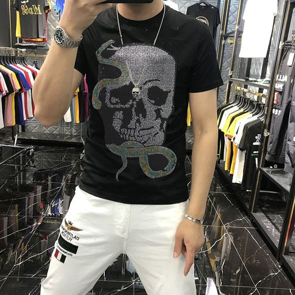 men's t-shirts summer cotton 100% skull strass male shirt pattern loose sleeve short street 3ycd, White;black
men's t-shirts summer cotton 100% skull strass male shirt pattern loose sleeve short street 3ycd, White;black