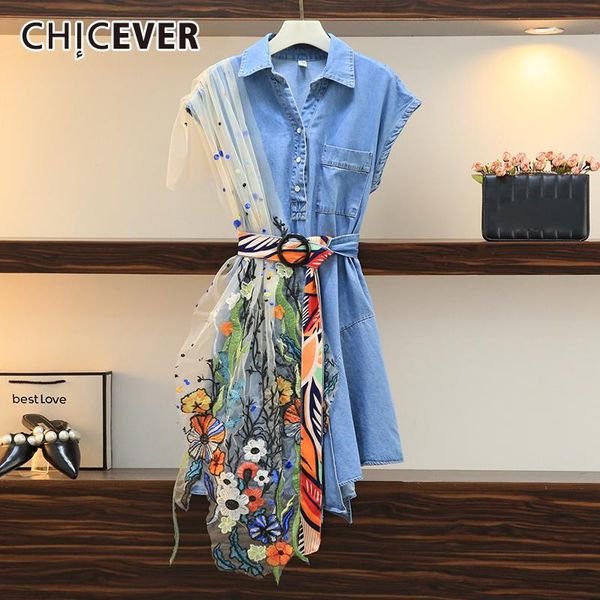 casual dresses chicever vintage patchwork mesh hit color denim dress for women lapel sleeveless high waist a line midi females 2021, Black;gray
casual dresses chicever vintage patchwork mesh hit color denim dress for women lapel sleeveless high waist a line midi females 2021, Black;gray