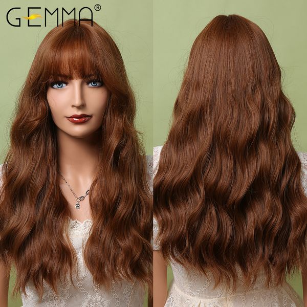long wavy ginger wigs with bangs synthetic wig for women copper red cosplay party wigs high temperature natural hair, Black 
long wavy ginger wigs with bangs synthetic wig for women copper red cosplay party wigs high temperature natural hair, Black