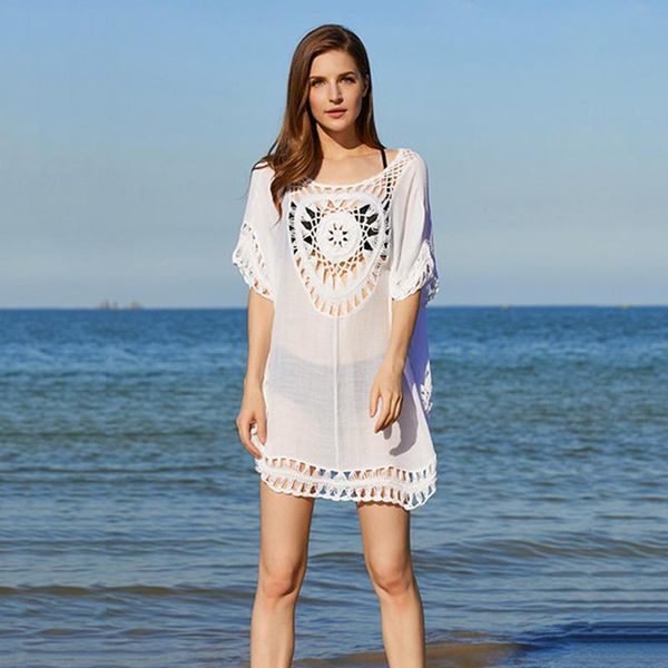 women's swimwear beach dress 2021 cover ups for women vintage hollow out smock vacation cardigan female sunscreen clothes, White;black
women's swimwear beach dress 2021 cover ups for women vintage hollow out smock vacation cardigan female sunscreen clothes, White;black