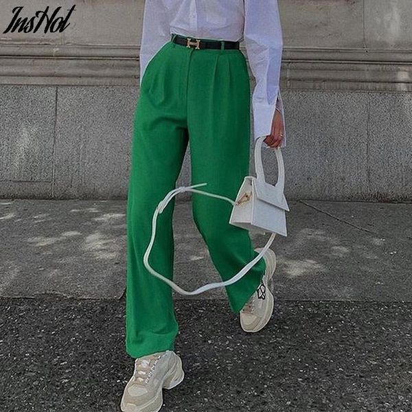 women's pants & capris 2021 autumn fashion women green high waist female wide leg office ladies casual loose straight trousers, Black;white
women's pants & capris 2021 autumn fashion women green high waist female wide leg office ladies casual loose straight trousers, Black;white