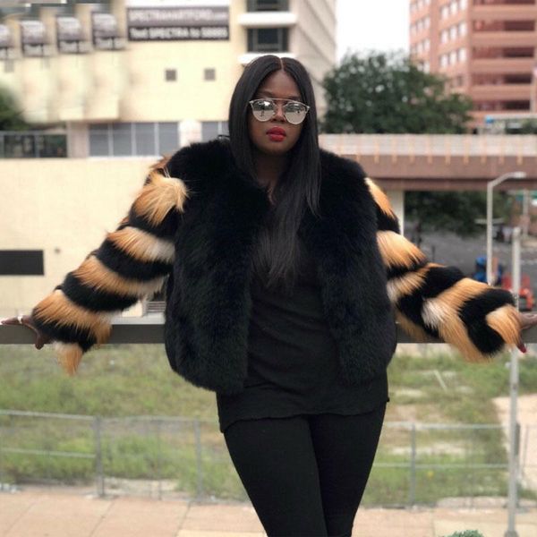 women's fur & faux arlenesain real black short jacket 
women's fur & faux arlenesain real black short jacket