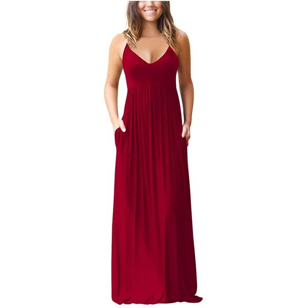 casual dresses womens elegant sleeveless dress v neck summer ankle length woman camisole solid color soft chic maxi vestido #t3g, Black;gray
casual dresses womens elegant sleeveless dress v neck summer ankle length woman camisole solid color soft chic maxi vestido #t3g, Black;gray