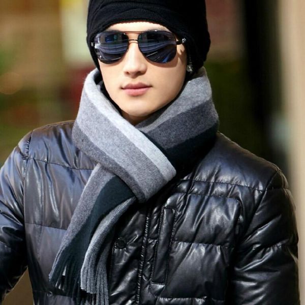 scarves korean version of the autumn/winter men's striped high-end fashion imitation cashmere knitted wool scarf cold and warm, Blue;gray
scarves korean version of the autumn/winter men's striped high-end fashion imitation cashmere knitted wool scarf cold and warm, Blue;gray