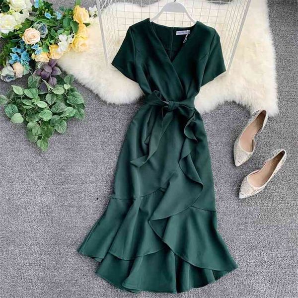 vintage solid color v neck short sleeve high waist lace-up irregular dress women elegant vestidos e119 210527, Black;gray
vintage solid color v neck short sleeve high waist lace-up irregular dress women elegant vestidos e119 210527, Black;gray