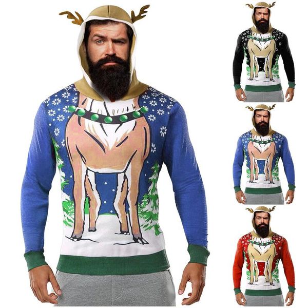 men's hoodies & sweatshirts christmas plus velvet stitching deer long-sleeved hooded sweater funny autumn&winter long sleeve hoodie, Black
men's hoodies & sweatshirts christmas plus velvet stitching deer long-sleeved hooded sweater funny autumn&winter long sleeve hoodie, Black