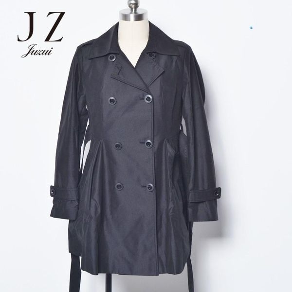 women's trench coats lace-up slim korean coat juzui, Tan;black
