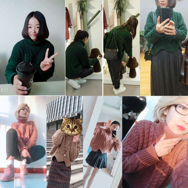 fashion short twist waist women's neck loose high back long autumn and winter woolen sweater thick luxury, White;black
fashion short twist waist women's neck loose high back long autumn and winter woolen sweater thick luxury, White;black