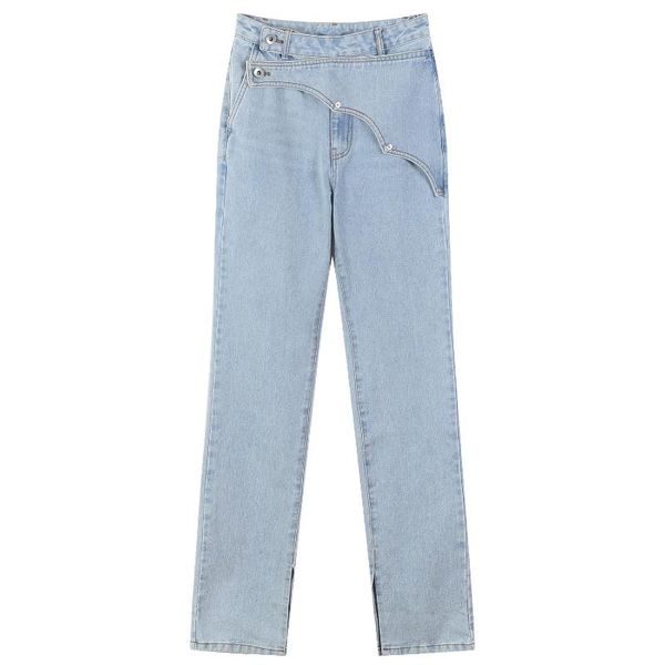 women's jeans 2021 summer side split high waist cross thin denim trousers, Blue
women's jeans 2021 summer side split high waist cross thin denim trousers, Blue