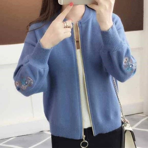 2021 casual women blue/beige embroidered sweater autumn winter long sleeve cardigan female bf style knitted outerwear cxas, White;black
2021 casual women blue/beige embroidered sweater autumn winter long sleeve cardigan female bf style knitted outerwear cxas, White;black