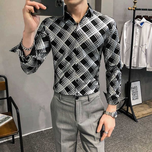 fashion plaid shirts men spring long sleeve casual shirt male business formal dress social party blouse streetwear clothing 210527, White;black
fashion plaid shirts men spring long sleeve casual shirt male business formal dress social party blouse streetwear clothing 210527, White;black