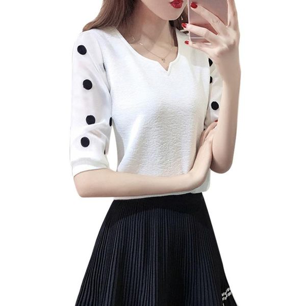 2021 plus size blouse women's dot print v-neck shirt short sleeve chiffon pullover femme blouse mujer, White
2021 plus size blouse women's dot print v-neck shirt short sleeve chiffon pullover femme blouse mujer, White