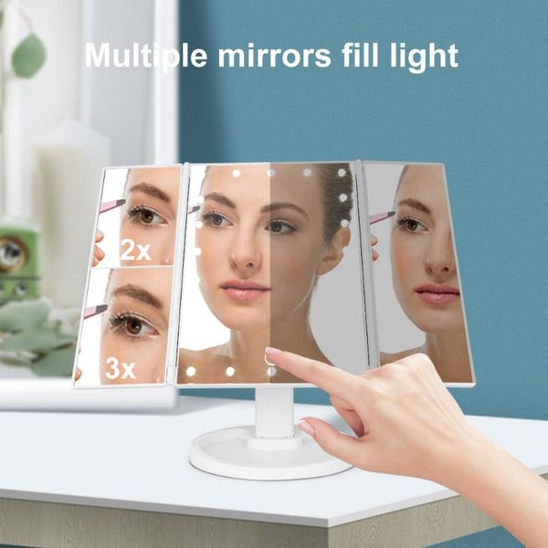 compact mirrors makeup mirror with 22 led bright lights 2/3x magnifying 3 folding vanity 180 rotation beauty touch dimmer
compact mirrors makeup mirror with 22 led bright lights 2/3x magnifying 3 folding vanity 180 rotation beauty touch dimmer