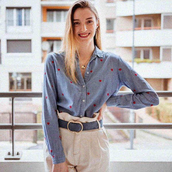 women's tanks & camis embroidery heart denim shirt woman long sleeve loose casual offfice lady shirts chic elegant camisas mujer blouse, White
women's tanks & camis embroidery heart denim shirt woman long sleeve loose casual offfice lady shirts chic elegant camisas mujer blouse, White