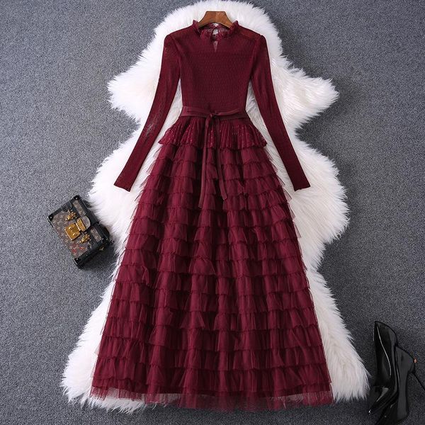 casual dresses women knitted sweater patchwork mesh party dress spring 2021 long sleeve elegant ruffles tutu bow gown burgundry, Black;gray
casual dresses women knitted sweater patchwork mesh party dress spring 2021 long sleeve elegant ruffles tutu bow gown burgundry, Black;gray