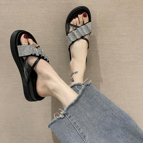 slippers women's shoes soft rubber flip flops platform loafers comfortable summer hawaiian sequined flats, Black
slippers women's shoes soft rubber flip flops platform loafers comfortable summer hawaiian sequined flats, Black
