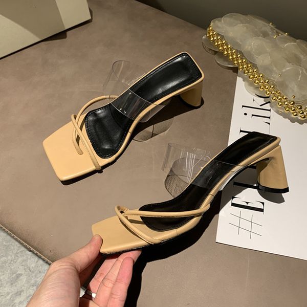 2021 new women summer outdoor transparent pvc narrow band womens' slippers high heels square toe beach shoes rv53, Black
2021 new women summer outdoor transparent pvc narrow band womens' slippers high heels square toe beach shoes rv53, Black
