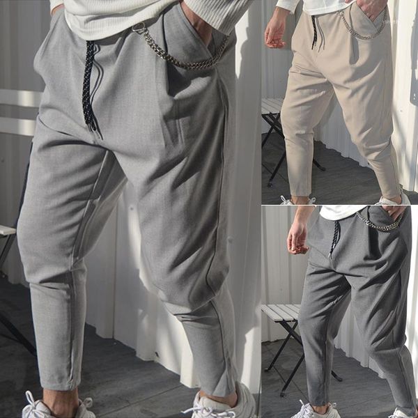 men's fashion jogger trousers sports running pants casual solid loose wear pocket chain detailed elastic drawstring clothes1, Black
men's fashion jogger trousers sports running pants casual solid loose wear pocket chain detailed elastic drawstring clothes1, Black