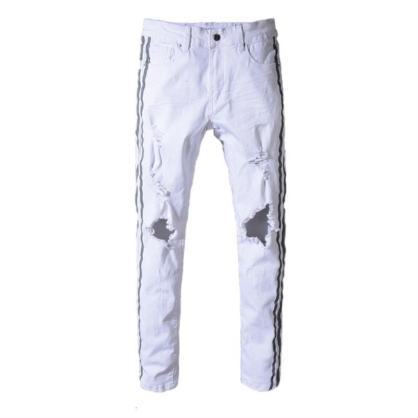 2021 new men's trousers street brand summer white ripped jeans male hair stylist slim slimming dnim pants 5342 v2e1, Blue
2021 new men's trousers street brand summer white ripped jeans male hair stylist slim slimming dnim pants 5342 v2e1, Blue