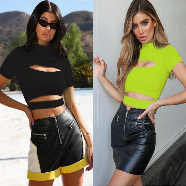women's t-shirt fashion casual short sleeve hollow out t-shirts solid girl ladies slim pullover crop high neck skinny female, White
women's t-shirt fashion casual short sleeve hollow out t-shirts solid girl ladies slim pullover crop high neck skinny female, White