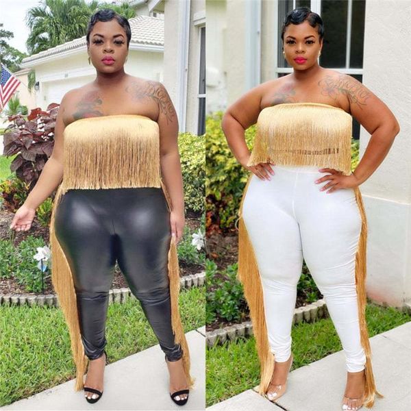 women's two piece pants zoctuo xl-5xl plus size set strapless gold tassel tube crop pencil club suit outfits, White
women's two piece pants zoctuo xl-5xl plus size set strapless gold tassel tube crop pencil club suit outfits, White