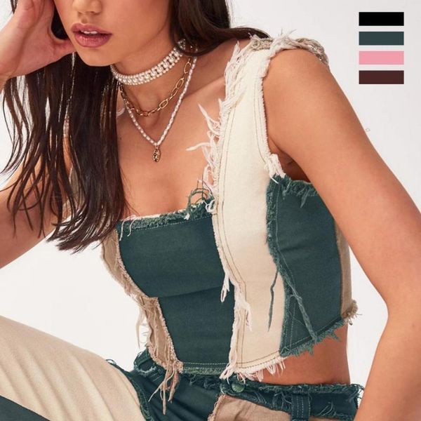 women's tanks & camis women streetwear sleeveless chest hollow patchwork blouse slim party club vest, White
women's tanks & camis women streetwear sleeveless chest hollow patchwork blouse slim party club vest, White