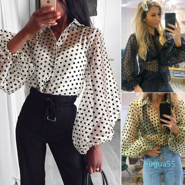 fashion dots blouses women sheer polka dot organza blouse perspective puff sleeve blusas, White
fashion dots blouses women sheer polka dot organza blouse perspective puff sleeve blusas, White