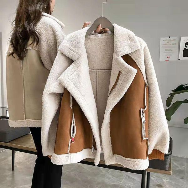 women's jackets women fur faux leather jacket coat winter thick warm oversized lamb wool locomotive lapel female, Black;brown
women's jackets women fur faux leather jacket coat winter thick warm oversized lamb wool locomotive lapel female, Black;brown