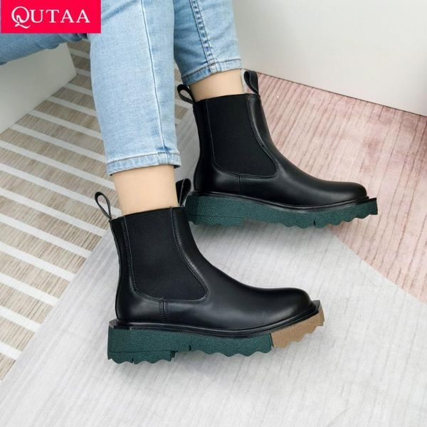 boots qutaa 2022 ins fashion ankle slip on cow leather autumn women shoes round toe square med heel winter short 34-40, Black
boots qutaa 2022 ins fashion ankle slip on cow leather autumn women shoes round toe square med heel winter short 34-40, Black
