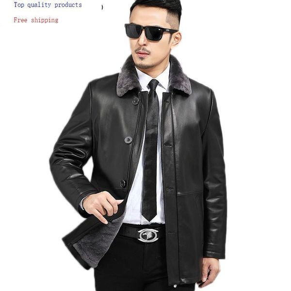 men's leather & faux autumn winter genuine jacket men sheepskin coat wool liner real fur coats chaqueta cuero hombre 99-a76025 kj1382, Black
men's leather & faux autumn winter genuine jacket men sheepskin coat wool liner real fur coats chaqueta cuero hombre 99-a76025 kj1382, Black