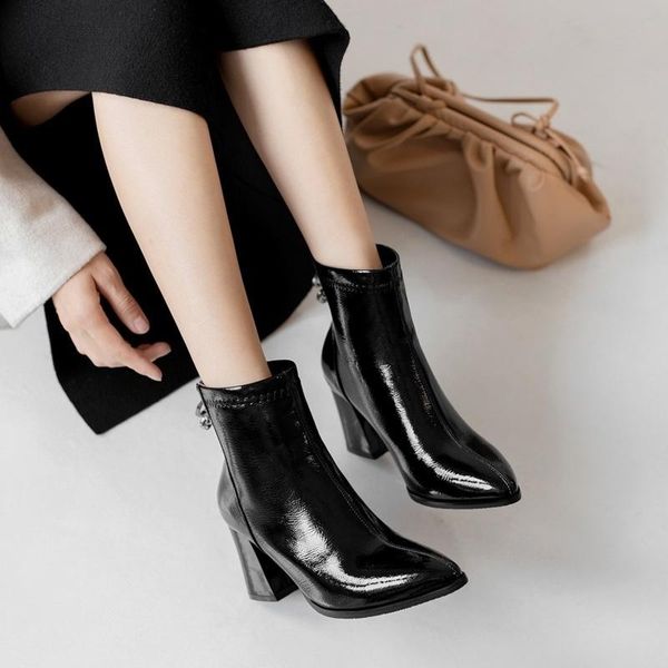 boots autumn and women's boots, spring short pointed thick high heels, large shoes, Black
boots autumn and women's boots, spring short pointed thick high heels, large shoes, Black
