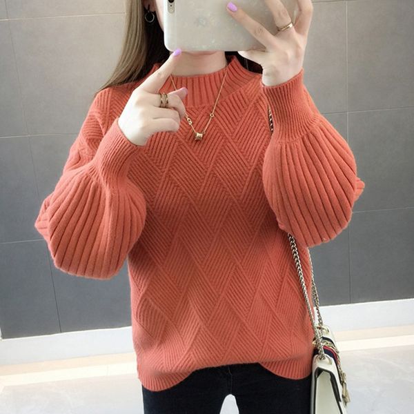 2021 new solid autumn spring women knitted jumper casual lantern sleeve ladies sweater half turtleneck woman's pullovers for outwear 0z, White;black
2021 new solid autumn spring women knitted jumper casual lantern sleeve ladies sweater half turtleneck woman's pullovers for outwear 0z, White;black