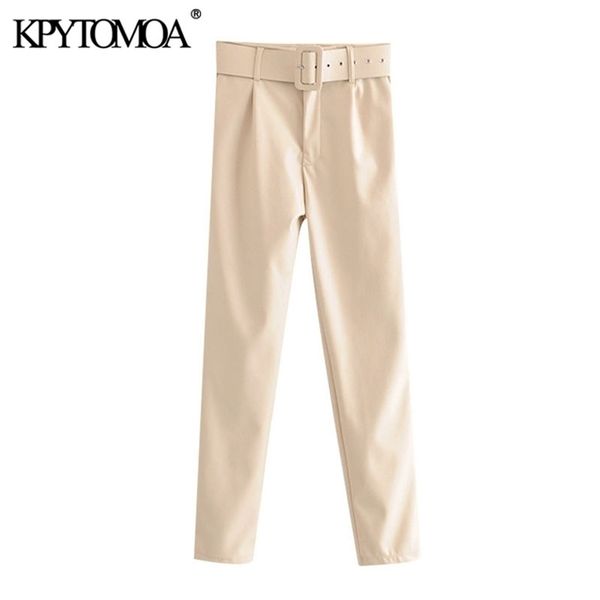 kpytomoa women chic fashion with belt pu faux leather pants vintage high waist zipper fly female ankle trousers mujer 211115, Black;white
kpytomoa women chic fashion with belt pu faux leather pants vintage high waist zipper fly female ankle trousers mujer 211115, Black;white