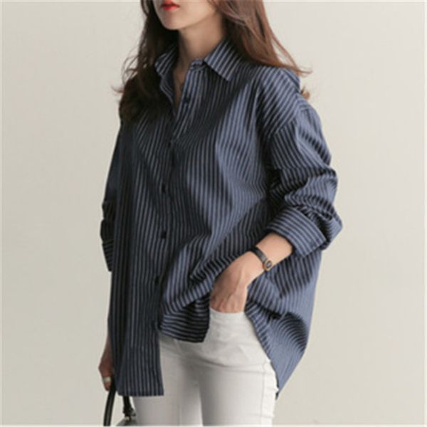 2021 vertical stripe bf plus size autumn full shirts new medium and long all match loose blouse women newt, White;black
2021 vertical stripe bf plus size autumn full shirts new medium and long all match loose blouse women newt, White;black