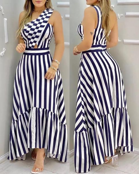 casual dresses women's one shoulder long skirt striped sleeveless fashion elegant slant collar high waist hollow, Black;gray
casual dresses women's one shoulder long skirt striped sleeveless fashion elegant slant collar high waist hollow, Black;gray