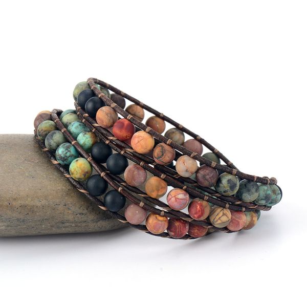 vintage leather bracelets 6mm matte stone 3 strands wrap bracelets woven multilayer boho bracelet handmade jewelry dropship a, Golden;silver
vintage leather bracelets 6mm matte stone 3 strands wrap bracelets woven multilayer boho bracelet handmade jewelry dropship a, Golden;silver