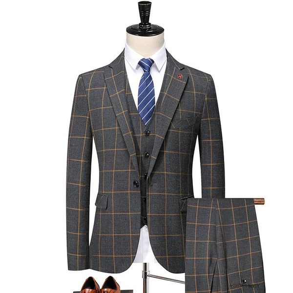 men's suits & blazers (jacket+vest+pants) plaid suit blue gray tuxedo slim business wedding dress men classic formal three pieces, White;black
men's suits & blazers (jacket+vest+pants) plaid suit blue gray tuxedo slim business wedding dress men classic formal three pieces, White;black