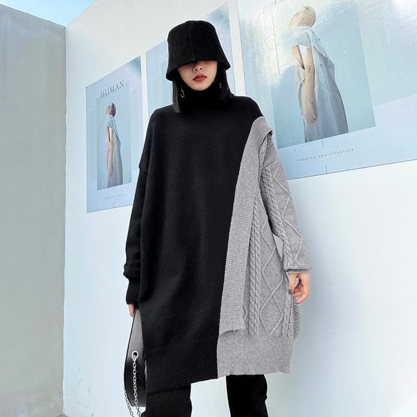 yourseason new thicken plus size ladies turtleneck loose lazy sweater 2021 winter spring patchwork long knitting sweaters, White;black
yourseason new thicken plus size ladies turtleneck loose lazy sweater 2021 winter spring patchwork long knitting sweaters, White;black