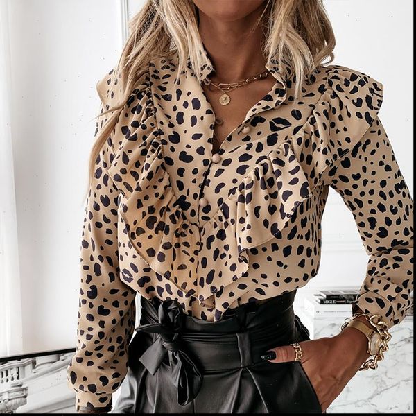 women autumn leopard print ruffles blouses shirt 2021 stand collar long sleeve shirt lady elegant loose office blouses, White
women autumn leopard print ruffles blouses shirt 2021 stand collar long sleeve shirt lady elegant loose office blouses, White