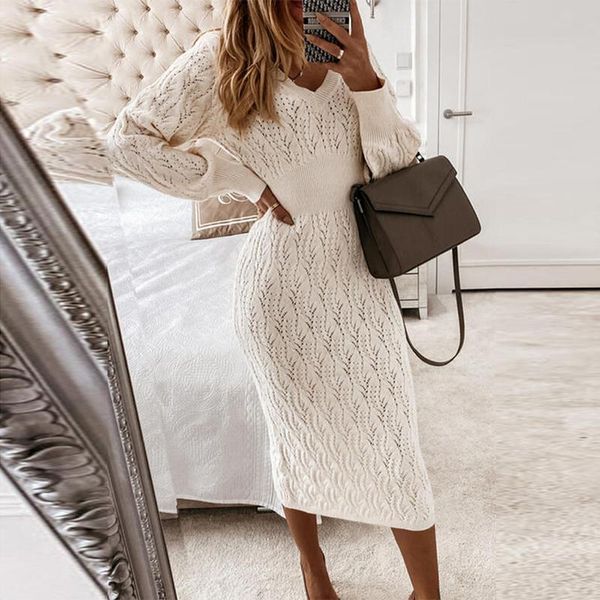 casual dresses autumn v-neck office lady knit sweater dress winter elegant lantern sleeve women slim long fashion solid party, Black;gray
casual dresses autumn v-neck office lady knit sweater dress winter elegant lantern sleeve women slim long fashion solid party, Black;gray