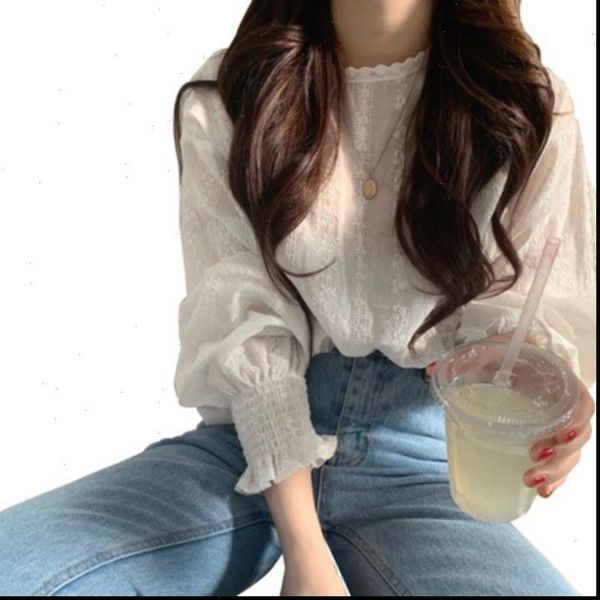 2021 new sweet women chiffon round neck summer solid color lace long sleeved puff sleeve lace bottoming blouse casual, White
2021 new sweet women chiffon round neck summer solid color lace long sleeved puff sleeve lace bottoming blouse casual, White