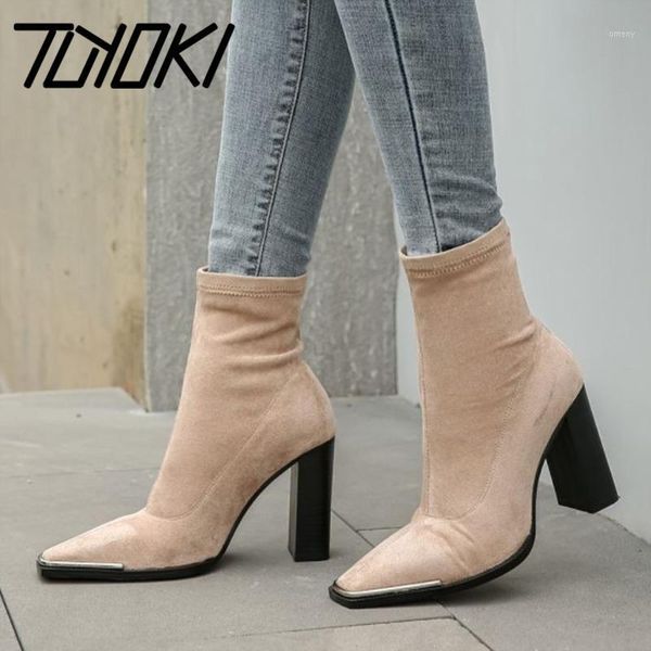 boots tuyoki women ankle genuine leather shoes square toe thick high heels slip on sock stretch female size 34-431, Black
boots tuyoki women ankle genuine leather shoes square toe thick high heels slip on sock stretch female size 34-431, Black
