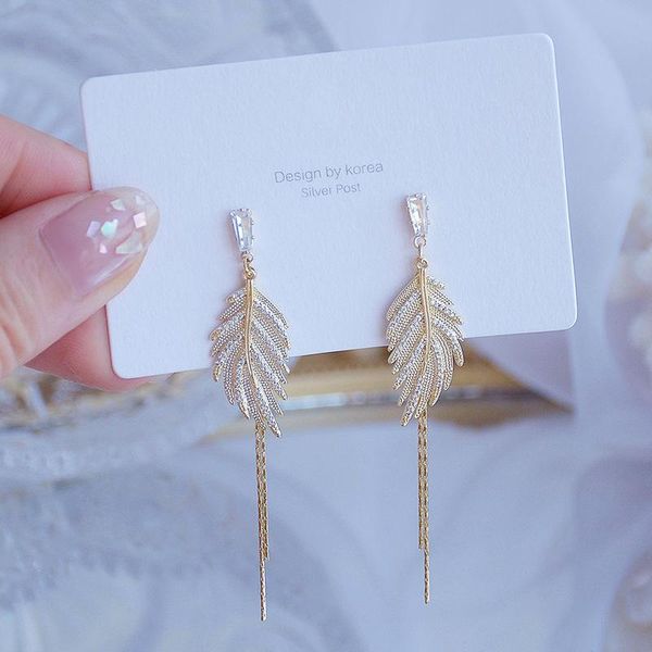 dangle & chandelier fashion tree leaf tassel earrings for women creative design luxury jewelry micro-inlaid zircon advanced s925 needle gift, Silver
dangle & chandelier fashion tree leaf tassel earrings for women creative design luxury jewelry micro-inlaid zircon advanced s925 needle gift, Silver