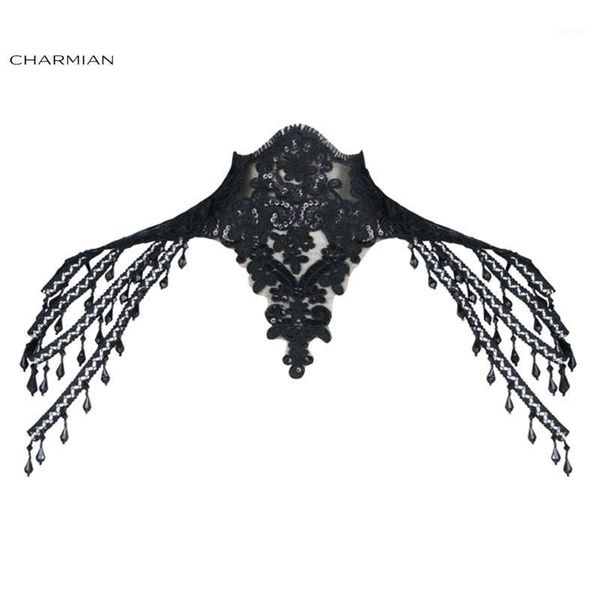 charmian victorian gothic black lace high neck beaded shoulder chain cape corset collar shrug jewellery choker accessories bustiers & c, Black;white
charmian victorian gothic black lace high neck beaded shoulder chain cape corset collar shrug jewellery choker accessories bustiers & c, Black;white
