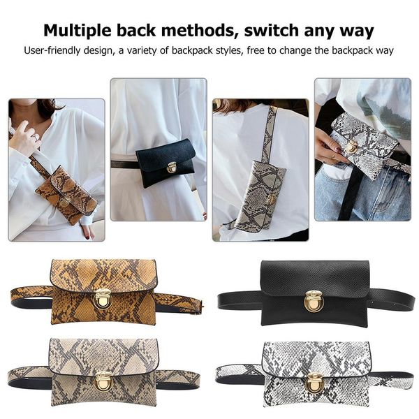 women waist fanny belt packs pu leather snake print crossbody chest bags