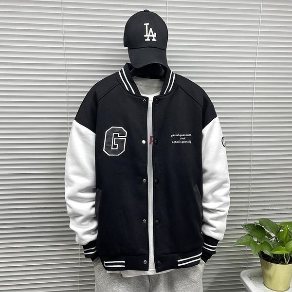baseball jacket men's fashion brand ins hip hop embroidery spring and autumn new high street style loose patchwork jacket, Black
baseball jacket men's fashion brand ins hip hop embroidery spring and autumn new high street style loose patchwork jacket, Black