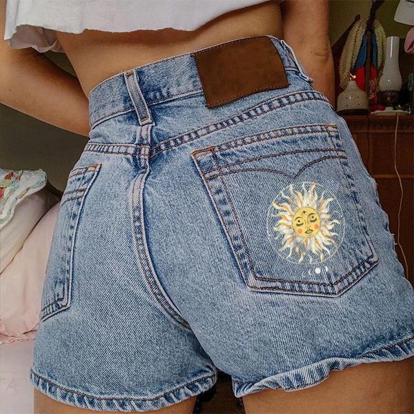 women's shorts summer pocket printing casual fashion fringed denim wholesale foreign trade, White;black
women's shorts summer pocket printing casual fashion fringed denim wholesale foreign trade, White;black