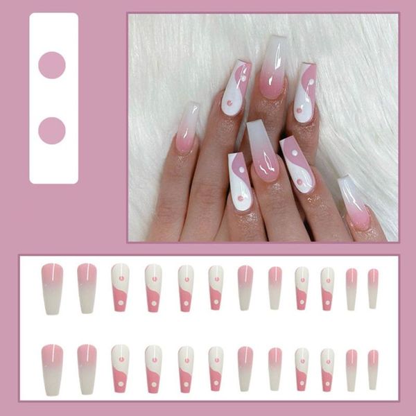 false nails 24pcs fashion pink white with taiji pattern design long coffin manicure patches press on ballerina nail tips, Red;gold
false nails 24pcs fashion pink white with taiji pattern design long coffin manicure patches press on ballerina nail tips, Red;gold