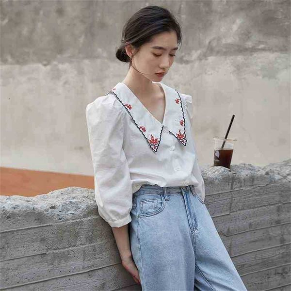 women's two piece pants vintage puff sleeve embroidery blouse women summer white blue korean button up ladies ut3l
women's two piece pants vintage puff sleeve embroidery blouse women summer white blue korean button up ladies ut3l