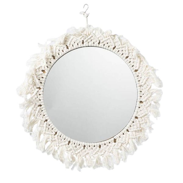 hpdear hanging wall with boho art decor macrame fringe decorative round makeup mirror for apartment living room 
hpdear hanging wall with boho art decor macrame fringe decorative round makeup mirror for apartment living room